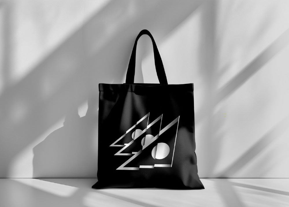 「黑令旗」顛覆傳統 新北客家義民爺文化祭主視覺亮相 3 《圖說》以黑令旗為靈感設計的「義民祭黑色帆布袋」,象徵著隨身攜帶著義民精神。〈客家局提供〉