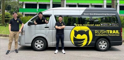 RushOwl Founders with their primary offering of smart minibus services for corporates and schools RushOwl Founders with their primary offering of smart minibus services for corporates and schools