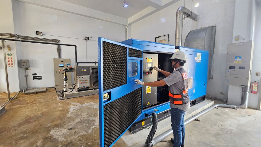 《圖說》淡水水資源回收中心沼氣發電機+建置容量：50kWp。〈水利局提供〉