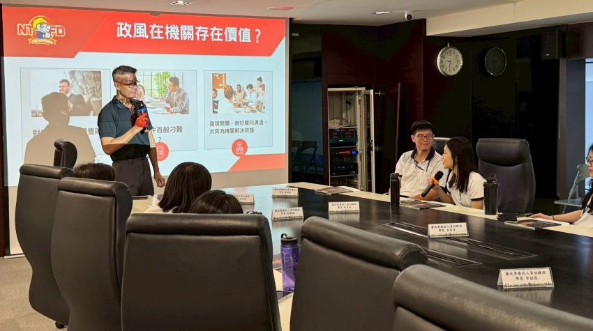 廉政班學員參訪新北消 實務分享收穫滿滿 2 《圖說》新北消政風主任林三龍經驗工作分享。〈消防局提供〉