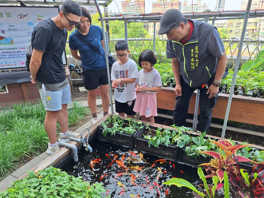《圖說》水湳里設置魚菜共生系統。〈環保局提供〉