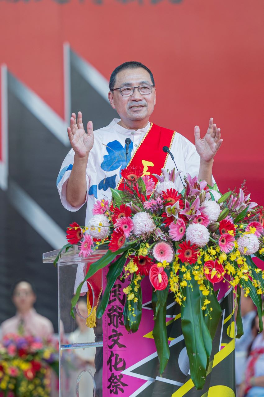 《圖說》114年新北市客家義民爺文化祭新北市長侯友宜致詞。〈客家局提供〉