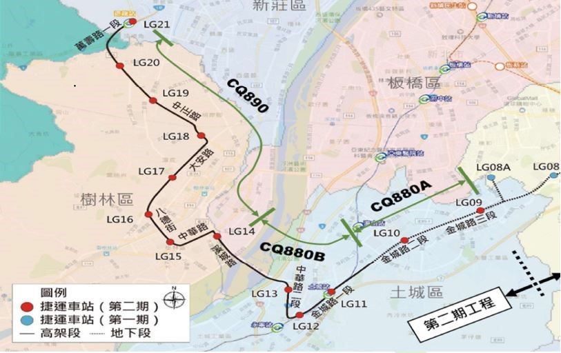 《圖說》土城樹林線路線圖。〈捷運局提供〉