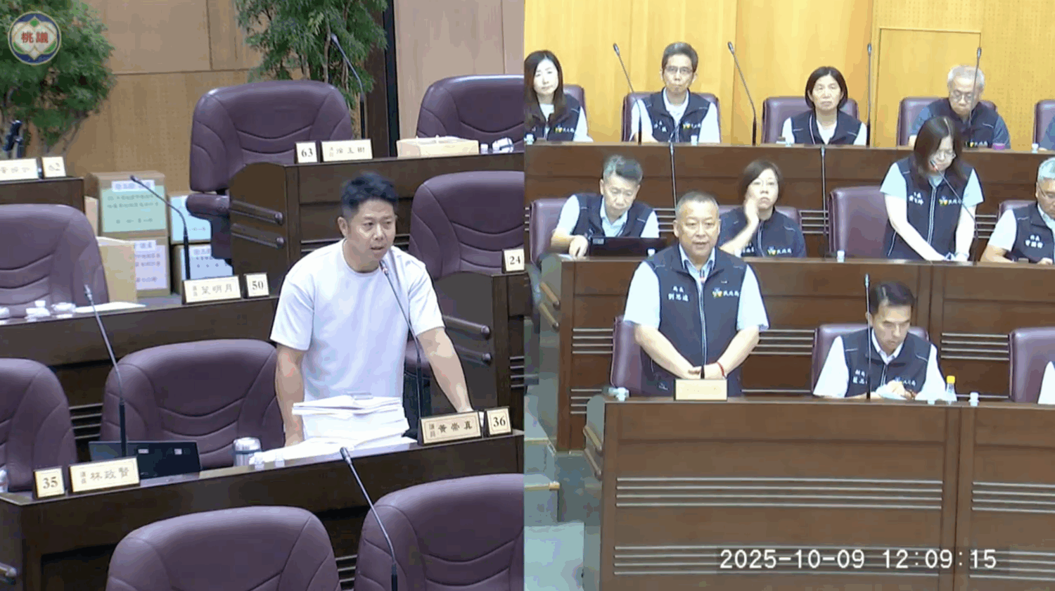 青埔、過嶺人口暴增將「分里」 黃崇真憂學區銜接落差 | 索引新聞 INDEX News 桃園市議員黃崇真(左)、桃園市民政局長劉思遠(右)。(圖/桃園市議會議事直播)