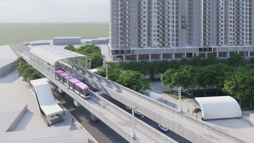 高架車站數增7站 泰板輕軌可研將五度送審 10 《圖說》泰板輕軌F28站模擬圖。〈捷運局提供〉