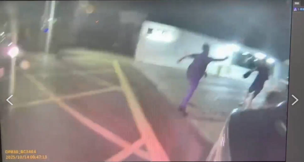 通緝車手拒檢自撞 警強勢壓制逮捕。〈圖/記者蔡宗武翻攝〉