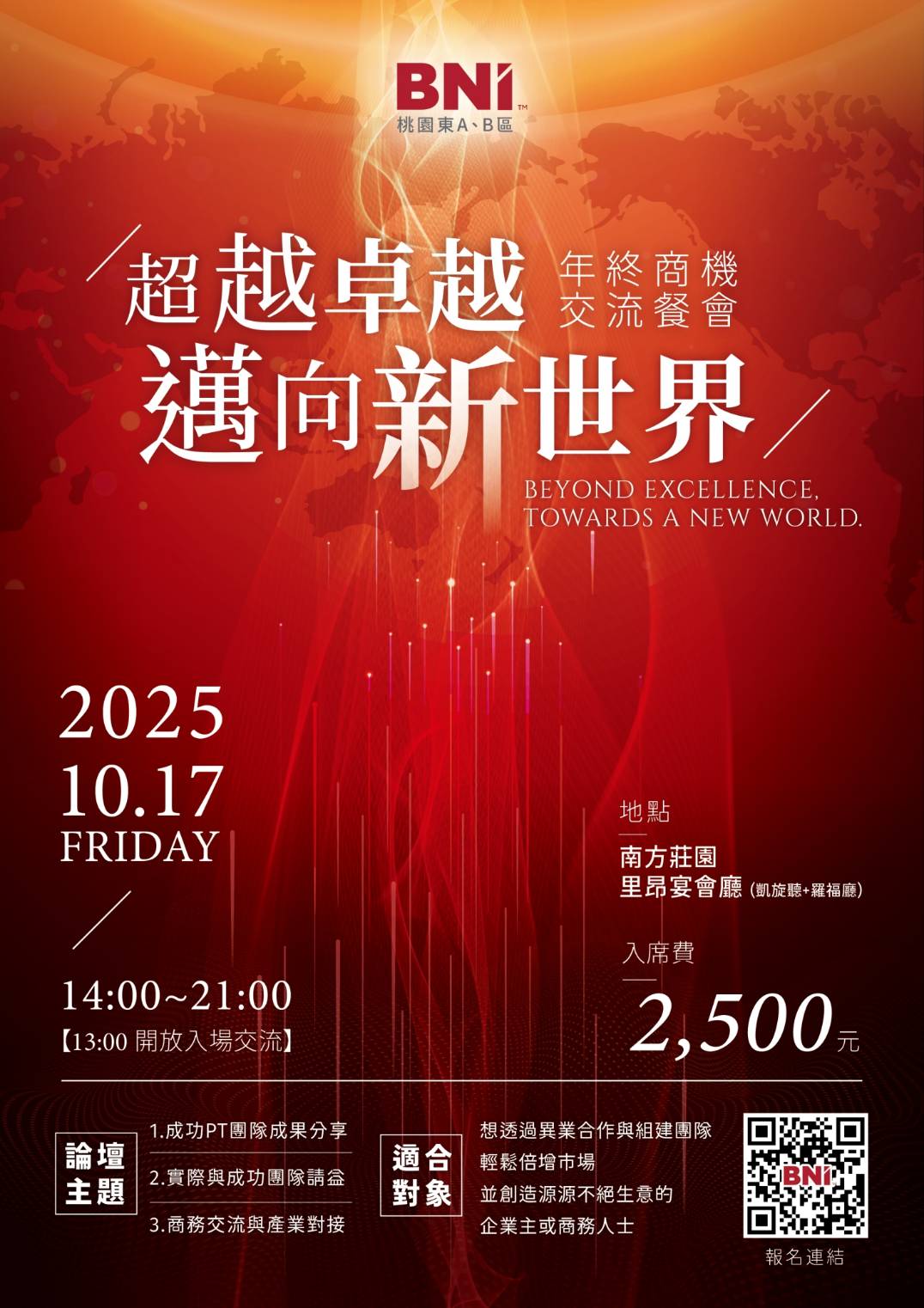 BNI桃園年會「超越卓越」登場　鏈結國際商機聚焦東協