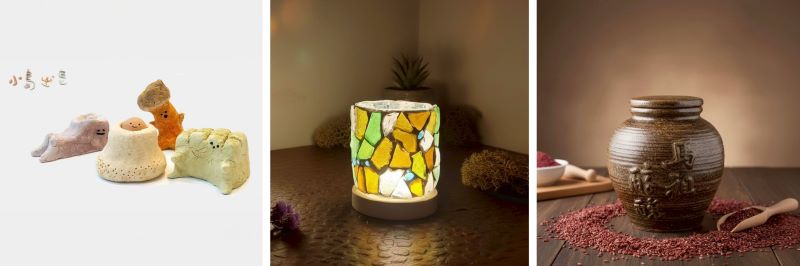 《圖說》沿海手作課程人氣滿滿,由左至右:石小孩手工皂、海玻璃小夜燈、馬祖紅麴老酒釀)。〈主辦單位提供〉