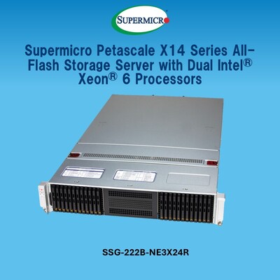 Supermicro Petascale X14 系列全快閃儲存伺服器,配備雙 Intel Xeon 6 處理器 Supermicro Petascale X14 系列全快閃儲存伺服器,配備雙 Intel Xeon 6 處理器