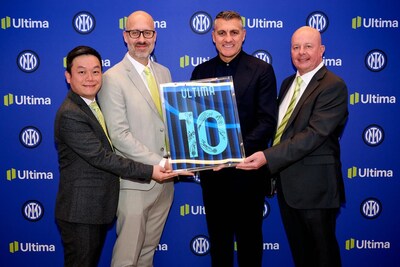 (Left to Right) Jack Li, Regional Business Director, Ultima Markets, Jean-Phiippe Mota, Board Director, Ultima Markets, Christian Vieri, Inter Legend, & Mark Goater, Director, Ultima Markets
