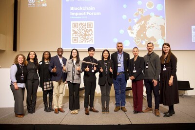 Pictured from left to right:   Elina Jarvela, Strategic Innovation Specialist, UNDP,   Burcu Mavis, Blockchain Academy and Accelerator Lead, UNDP AltFinLab;   Mariestella Kago, Programme Associate, UNDP Tanzania,   Elia John, ICT Associate, UNDP Tanzania,   Freya Chen, Executive Director, BGA  Glenn Tan, Director of Global Affairs, BGA  Helen Liu, Co-CEO of Bybit and Founder of the Blockchain for Good Alliance (BGA),   Robert Pasicko, Team Leader, UNDP AltFinLab;   Milica Dimitrijevic, SDG Blockchain Accelerator Cohort Lead, UNDP AltFinLab,   Ali Theyab Al-Zuhairi, Project Lead – Digital Payment, UNDP AltFinLab,   Hajdana Imrovic, Blockchain Project Manager, UNDP AltFinLab.