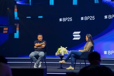Bybit CEO Ben Zhou and Solana Foundation President Lily Liu speak during their fireside chat at Solana Breakpoint 2025 in Abu Dhabi on December 12.