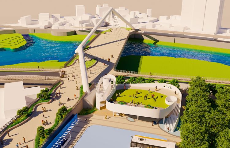 《圖說》三峽長福地下停車場未來啟用後，民眾可透過長福橋步行串聯對岸景點，提升觀光動線便利性。〈交通局提供〉