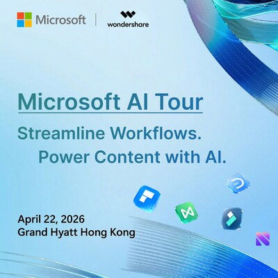 Wondershare, a global leader in productivity and creativity software, will participate in the Microsoft AI Tour Hong Kong on April 22.