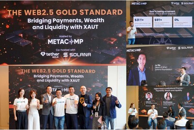 圖片說明： 拍攝於《Web2.5黃金標準——以XAUT連接支付、財富與流動性》主題活動現場。本次活動由MetaComp主辦，Tether與Solana聯合主辦，於曼谷Money20/20 Asia期間舉行。