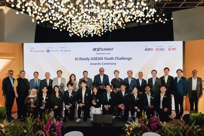 Finalists from AI Ready ASEAN Youth Challenge and distinguished guests at the Opening Gala Dinner of ATxSummit 2026.